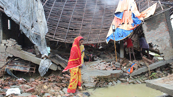 Dussad村Gaur自治体の被災状況 ©PWJ/ISAP