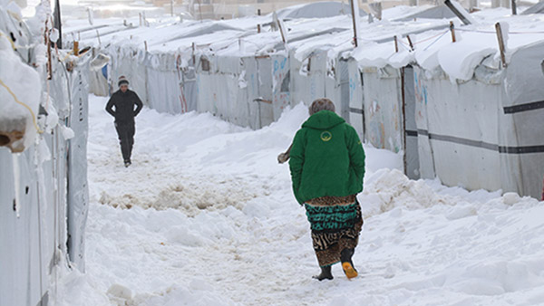 アールサール難民キャンプの積雪の様子1 ©PARCIC（提携団体URDA提供）